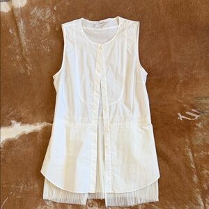 Derek Lam Sleeveless Button Front White Tunic Top